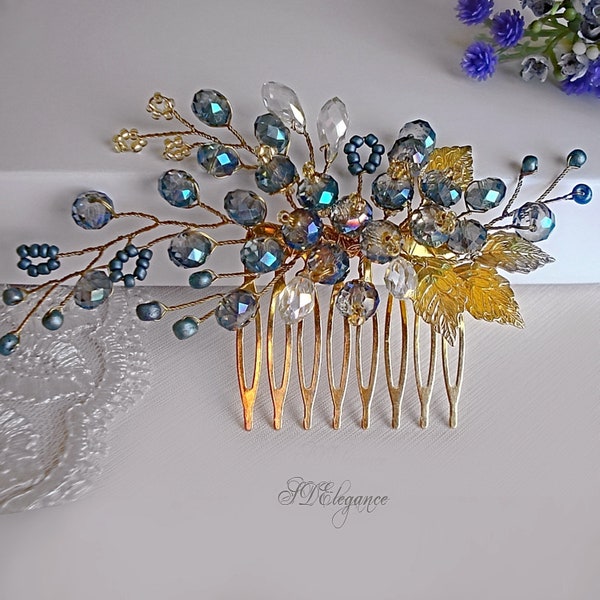 Turquoise Crystal Hair Comb, Bridal Hair Comb, Turquoise Bridesmaid Hair Comb, Hair Piece Prom, Mother of the Bride, Mothers Day Presents