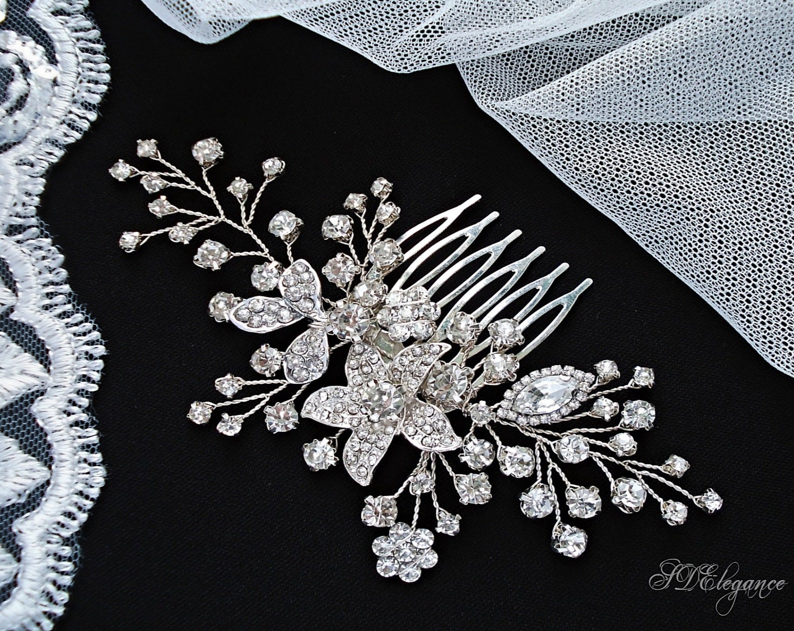 Rhinestone Hair Comb Diamond Hair Piece Swarovski Crystal Etsy
