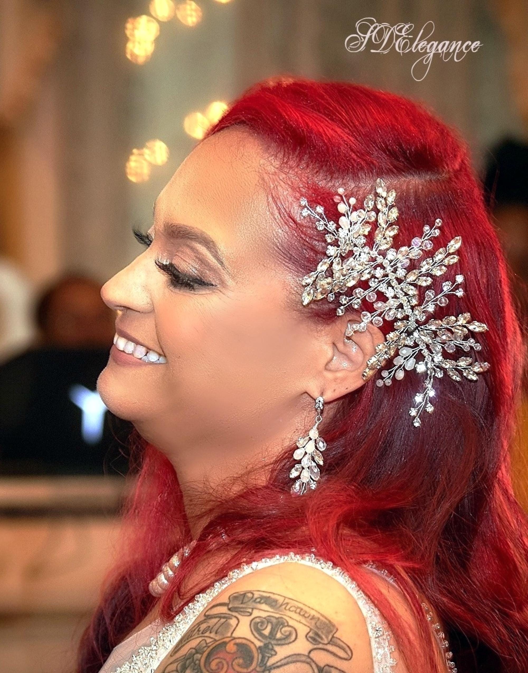 Swarovski Crystal Hair Vine, Wedding Headpiece & Earrings, Bridal Jewelry Set