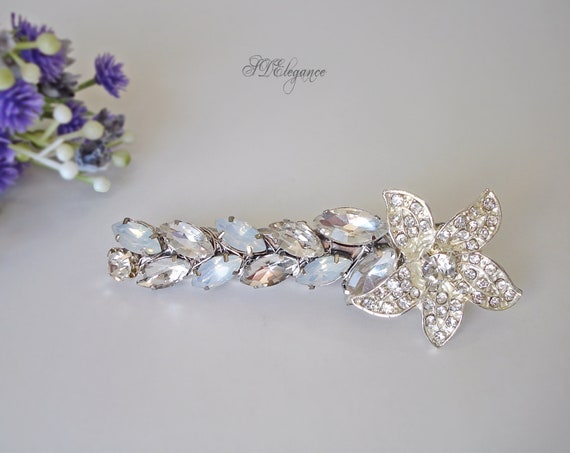 Swarovski Crystal Hair Clip Blue Opal Hair Clip Floral Wedding