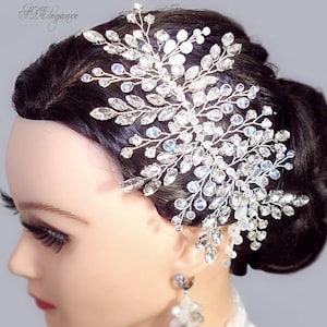Bridal Headpiece Crystal, Swarovski Crystal Headpiece, Crystal Hair Accessory, Diamond Hair Brooch, Wedding Side Headpiece, Crystal Earrings