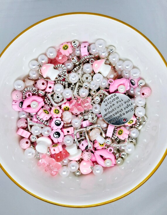 Bedazzled Shoe Bead Soup Mix With Silver Charms for Jewelry Making