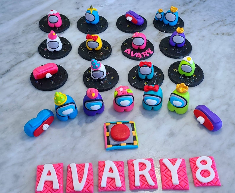 12 Pcs AMONG US Cupcake Toppers Edible Fondant Etsy