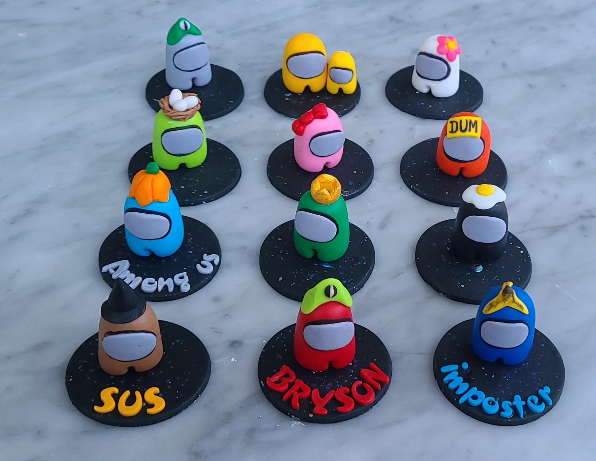 Cake Decorations and Cake Toppers HIGH QUALITY 12 x Among Us Impostor edible cupcake toppers