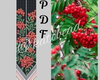 PDF Pattern of a gerdan "Rowan", Pattern for a necklace, Pattern for a beaded gerdan, Pattern only, Ukrainian necklace