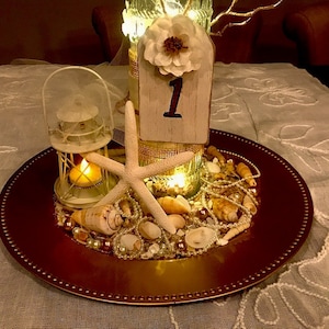 Centro de mesa para bodas en la playa, decoraciones para mesas de bodas, centro de mesa para bodas de destino,
