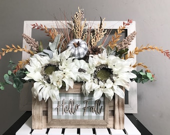 Farmhouse Fall Floral Arrangement, Fall Floral Arrangement, Fall flower Arrangement, Rustic Fall Table Decor,