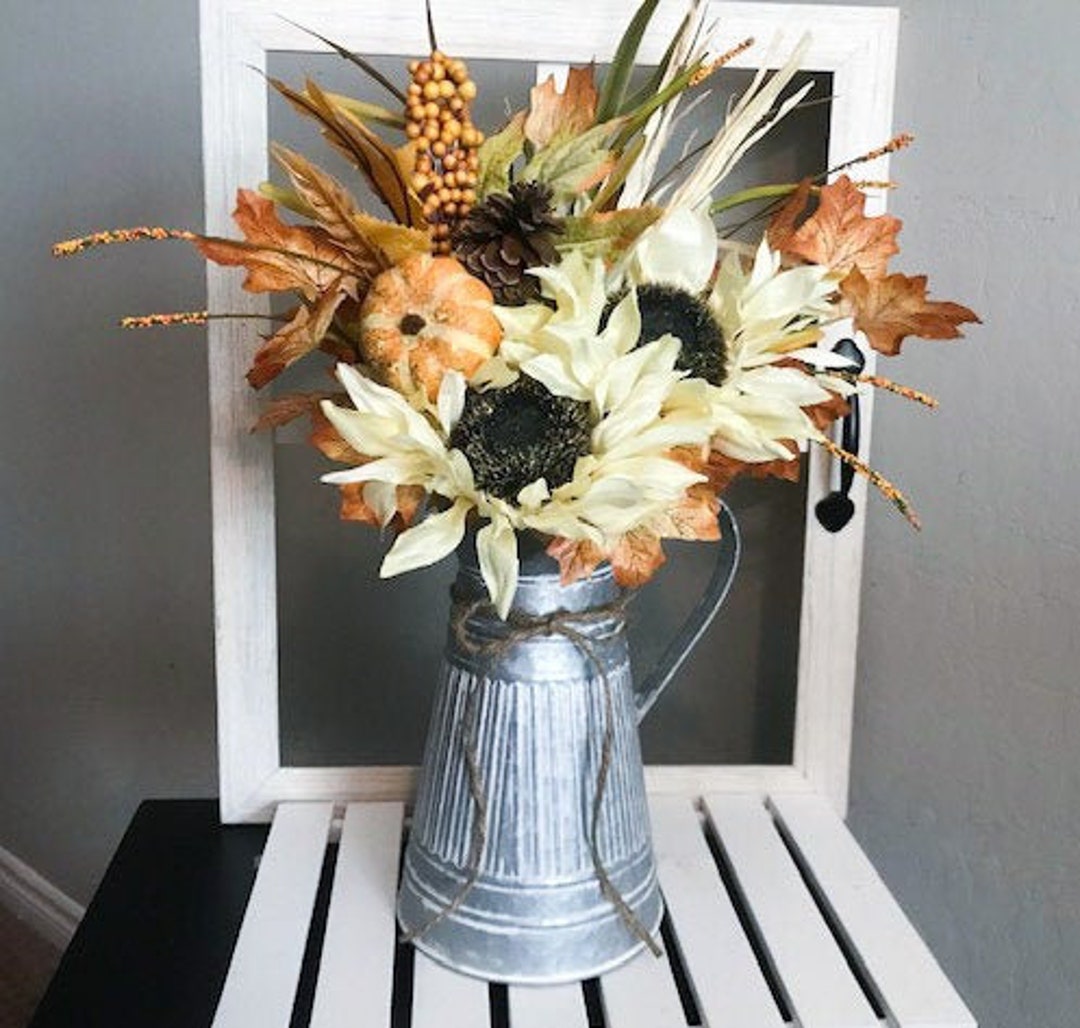 Farmhouse Fall Floral Arrangement, Fall Floral Arrangement, Fall Flower ...