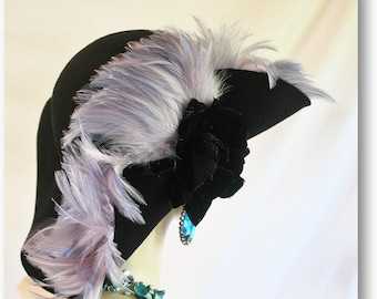 Black Velvet Couture Hat: Swarovski Crystal Formal Millinery  display picture 3