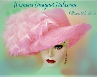 Ladies Hot Pink Wide Brim Church Wedding Designer Fashion  display picture 1