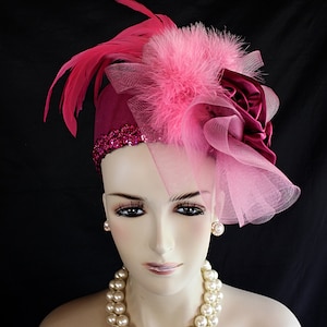 Magenta Fuchsia Hot Pink Winter Wool Formal Pillbox Hat, Haute Couture Luxury Hats Wedding Brides, Dress Church Hats Women, NY Fashion Hats