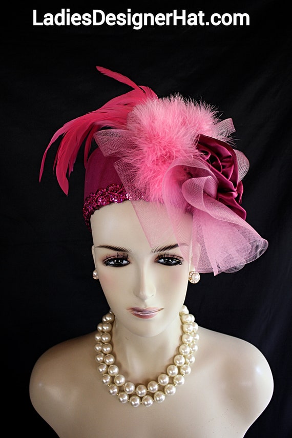 Fuchsia hats for weddings outlet