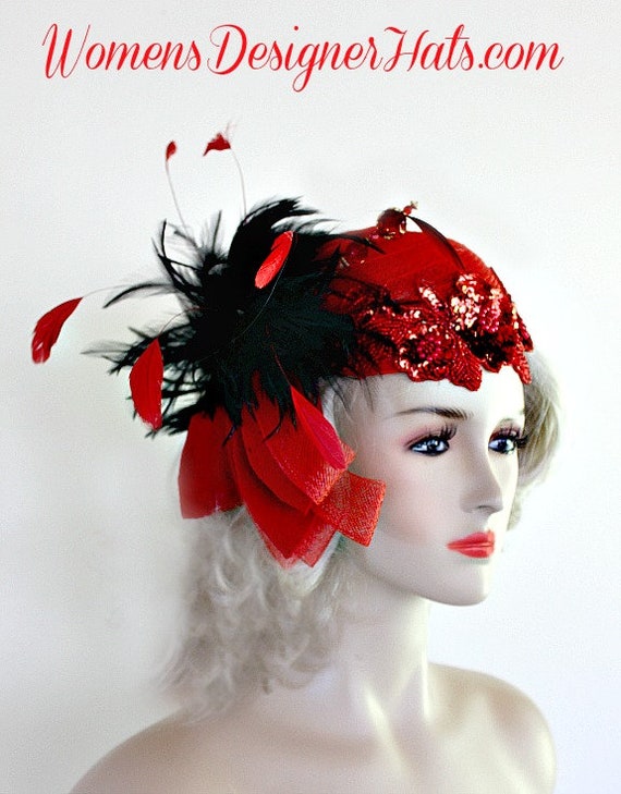 Women’s Red Sequin Bow Fascinator Hat Yeetfub Derby Hat Tea Party Hats Church Hats Women Lace Bow  main image 4