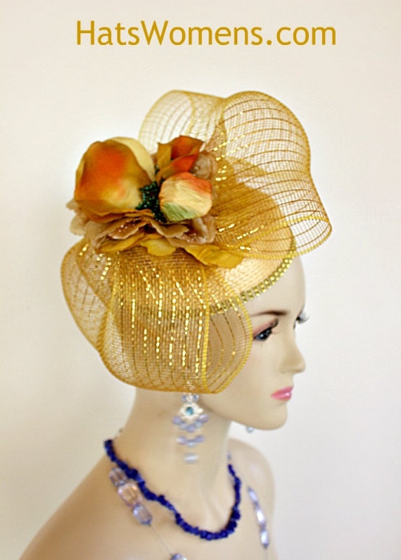 Gold Formal Cocktail Hat Wedding Bridal Fascinator, Women's