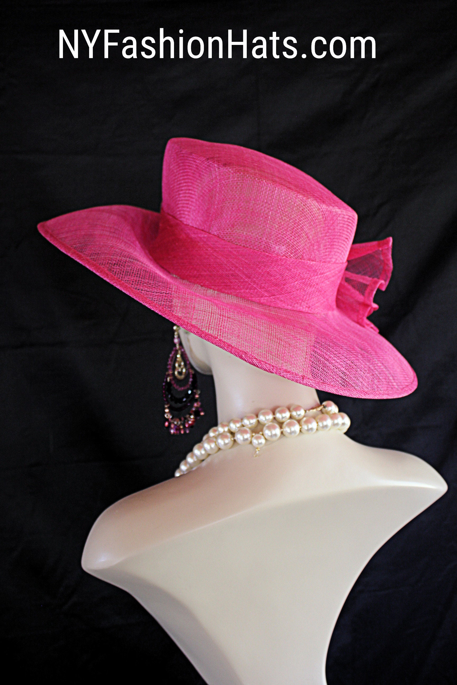 Couture pink sinamay straw women’s hat Kentucky Derby Ladies Pink Hat LIA KENTUCKY DERBY HAT Multi  main image 4