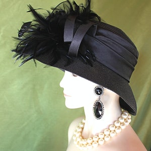 Women&#39;s Black Formal Big Brim Dress Hat, Wedding Church Occasion Hat, NY Fashion Hats Millinery Haute Couture, Designer Hats For Horse Races