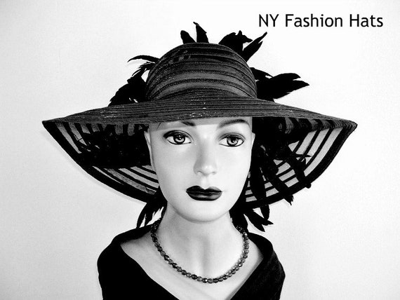 ladies dress church hats Black Veiled Wedding Hat for Woman - Black Kentucky Derby Hats - Black Ascot Races Hat - Black Ladies Tea Party Hats - Funeral Church Hats