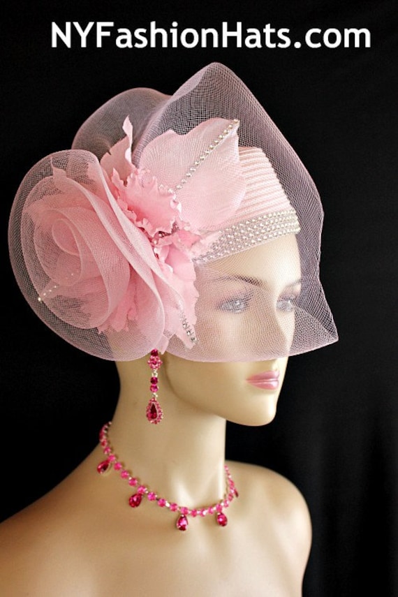 Pink Big Bow Couture Designer Pillbox Dress Hat, Derby Hats Royal