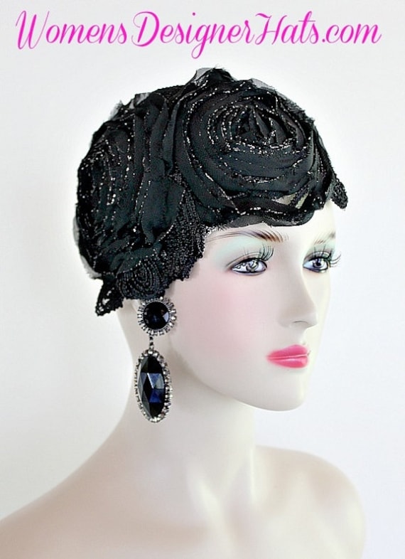 Black Orange Silver Winter Wool Pillbox Hat, 1920