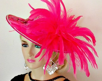 Frauen Hot Fuchsia Pink Couture Skulptur Satin Hut, Mutter der Braut Kopfschmuck Hut, Hüte für formale Kleid Hochzeit, NY Modehüte