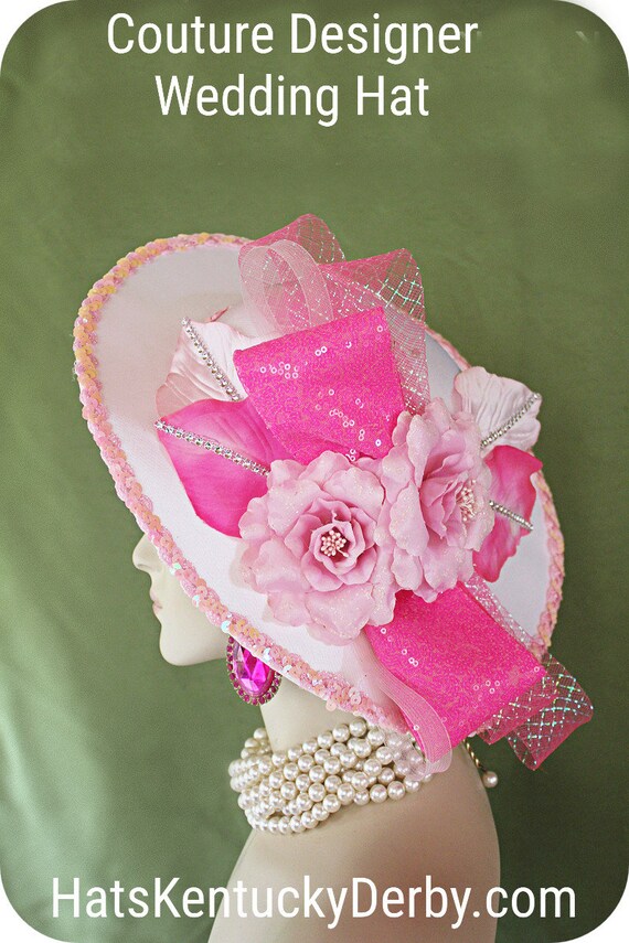 Vintage formal Pink straw Millinery hat/ Haute Couture Oscar de la Renta Millinery Vintage Straw Hat W Pink Ribbon  main image 2