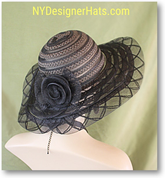 Black New Dress Formal Church Hat June main image 3