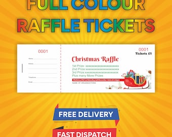 1000 Personalised Colourful Prize Draw Tickets - Raffle Tickets - Fundraising - FREE ARTWORK