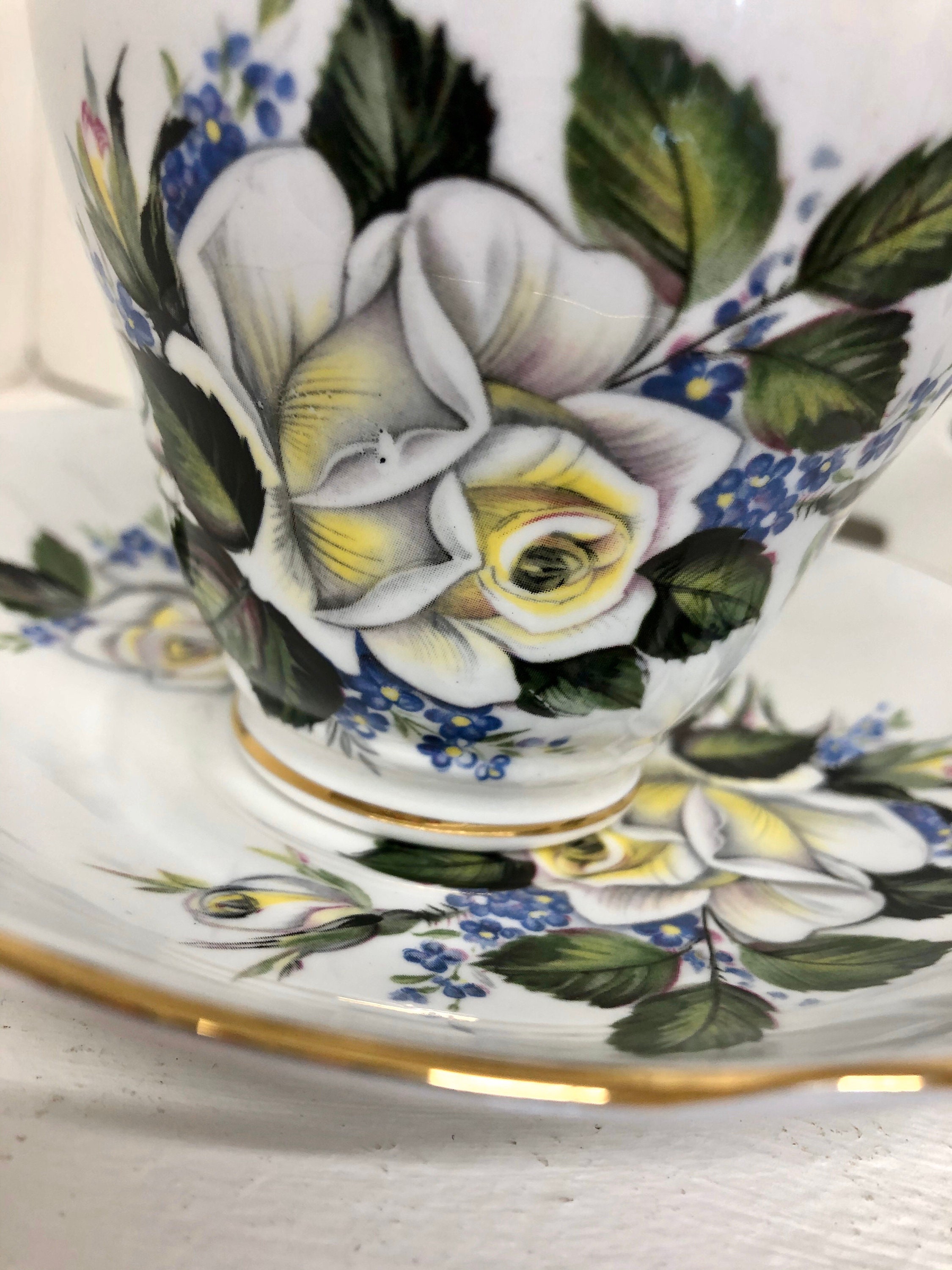 Regency English bone china 6x tea plates white rose flowers Etsy