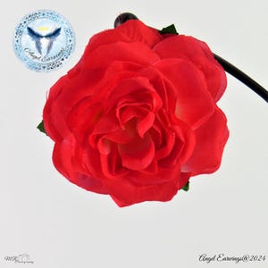 Red/White Rose - Flower hair clip - Hair clip - Hair Accessories - Accessories
