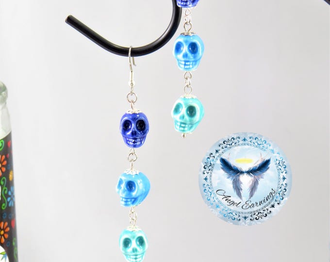 CoCo - Bead Earrings - Ceramic Beads - Day of the Dead - Hypoallergenic