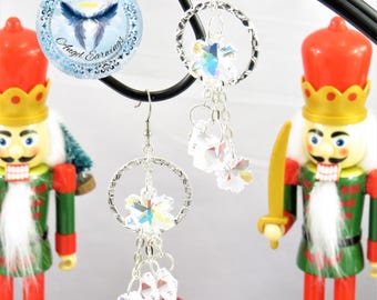 Very Merry - Crystal Snowflakes - Bead Earrings - Hoops - Silver Plated - Hypoallergenic