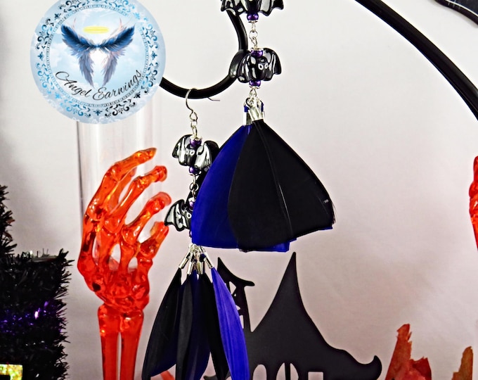 Vampires Drive me Batty - Silver-Plated - Feathers - Crystal Pearls - Stainless Steel - Hypoallergenic