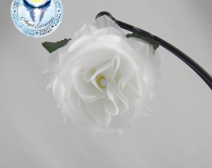 White Sparkle Rose - Flower hair clip - Hair clip - Hair Accessories - Accessories