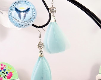 My Pretty Peony - Feather Earrings - Sterling Silver - Silver Plated - Hypoallergenic - Feathers