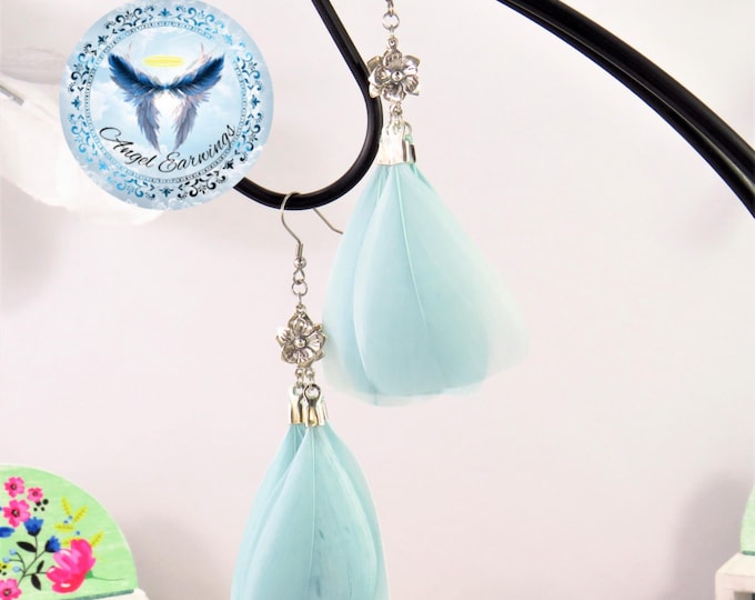 My Pretty Peony - Feather Earrings - Sterling Silver - Silver Plated - Hypoallergenic - Feathers