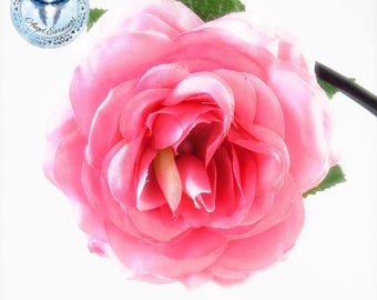 Pink Rose Hair Clip: Pearl Accent, Elegant Floral Accessory