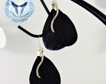 Petal to the Metal - Feather Earrings - Black Feathers - Hypoallergenic