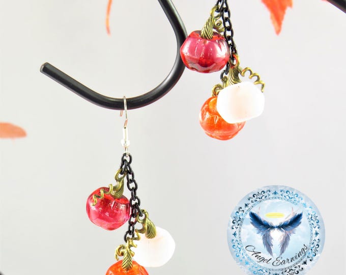 Pumpkin Patch - Bead Earrings - Acrylic Beads - Mixed Metal - Hypoallergenic