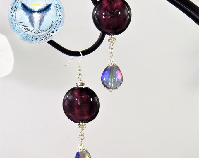 Grape Jelly - Bead Earrings - Glass Beads - Silver Plated - Hypoallergenic