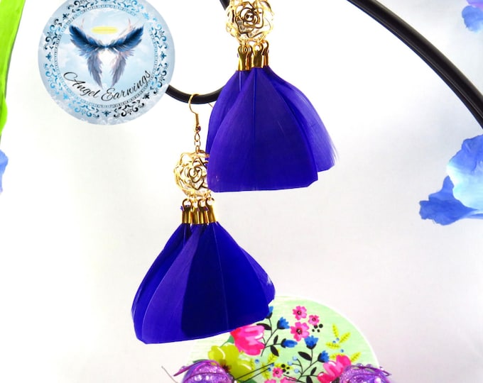 Royal Roses - Violet Feathers - Gold-Plated - Charms - Hypoallergenic