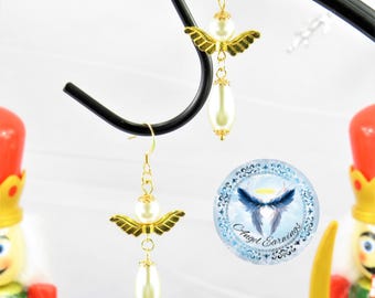 Ice Angel - Bead Earrings - Crystal Pearls - Charms - Beads - 14K Gold - Hypoallergenic