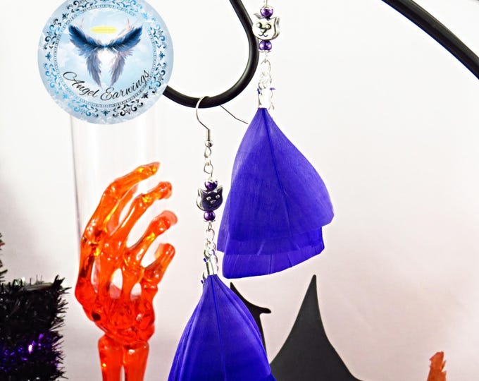 Don't be a Scaredy Cat - Feathers - Charms - Crystal Pearl Beads - Silver-Plated - Stainless Steel - Hypoallergenic