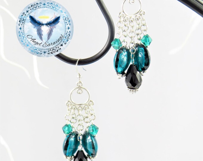 Teal Appeal - Bead Earrings - Glass Beads - Stainless Steel - Silver Plated - Hypoallergenic