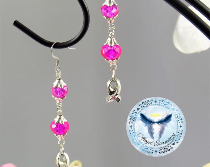 Pink Empowered - Bead Earrings - Glass Beads - Cancer Awareness - Hypoallergenic