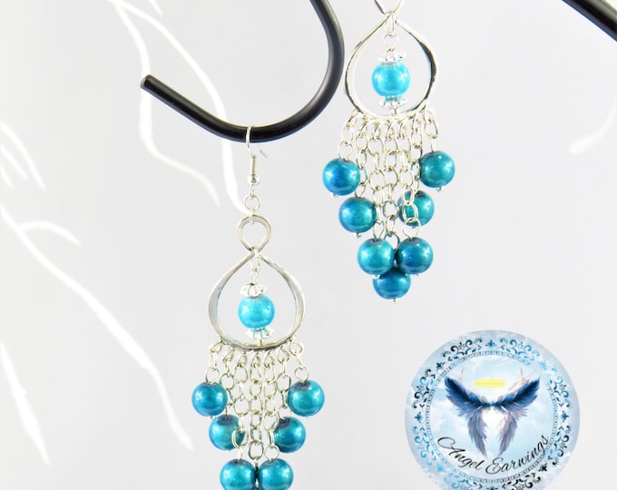 Electric Silver - Bead Earrings - Glass Beads - Stainless Steel - Hypoallergenic