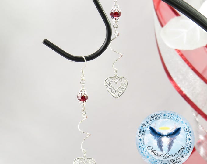 Cherish - Bead Earrings - Heart Charm - Silver Plated - Hypoallergenic