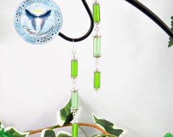 Green Treasures - Bead Earrings - Tube Beads - Green Glass - Silver Plated - Hypoallergenic