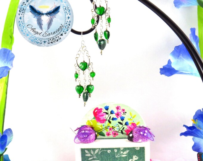 A Love to Envy - Green hearts - Silver Plated - Hypoallergenic - Stone