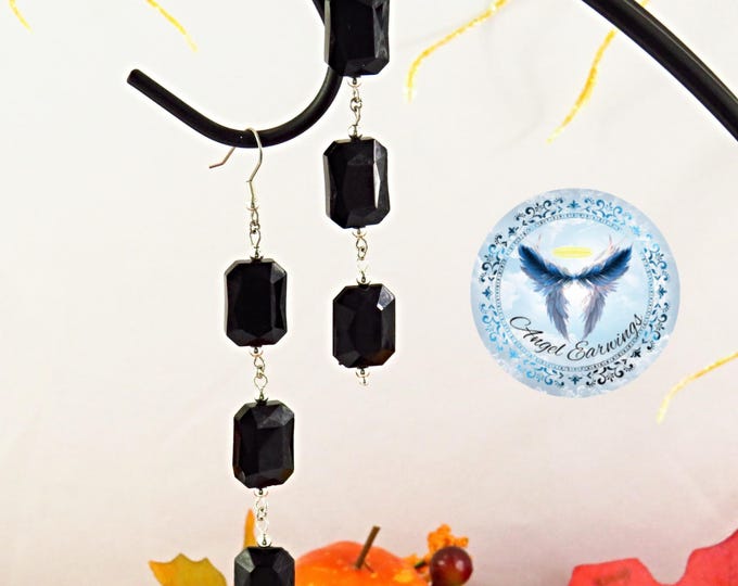 Happy Fall Y’all - Glass Beads - Silver-Plated - Black - Hypoallergenic