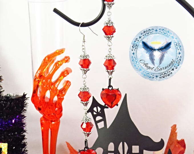 Have a Bootiful Halloween - Red Beads - Stainless Steel - Heart charm - Hypoallergenic